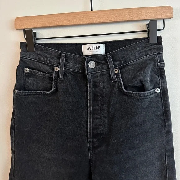 AGOLDE Riley High Rise Straight - Black - Size 23